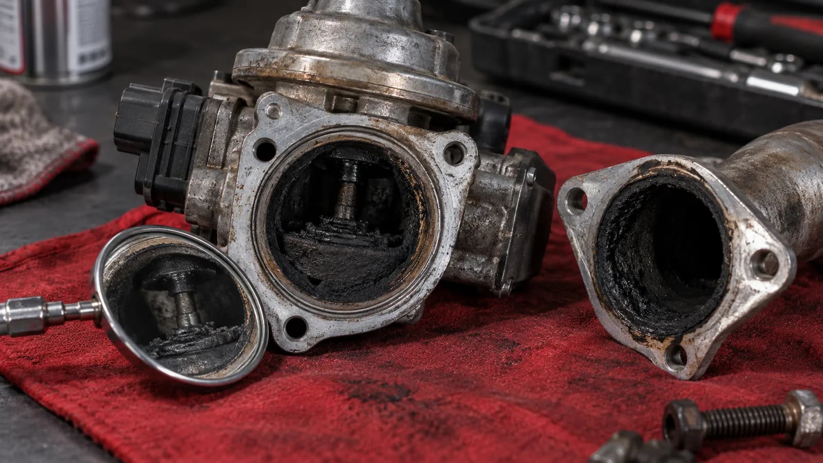 EGR gaz kanalındaki kurum birikimi ve kontrol aynası
