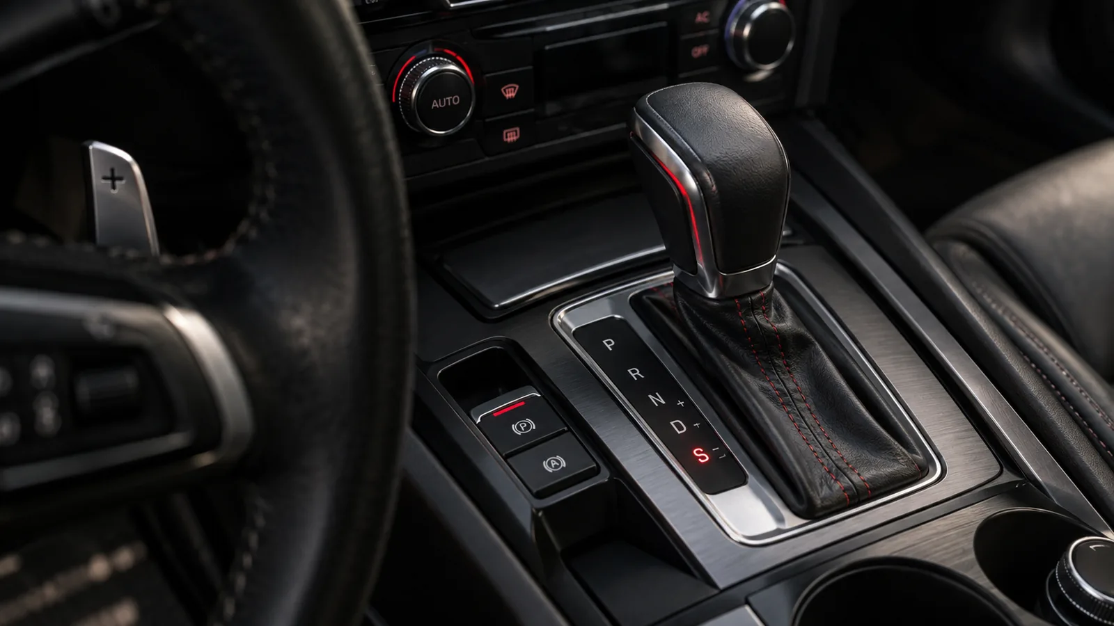 Otomatik vites seçicisindeki S konumu ve direksiyon kulakçığı