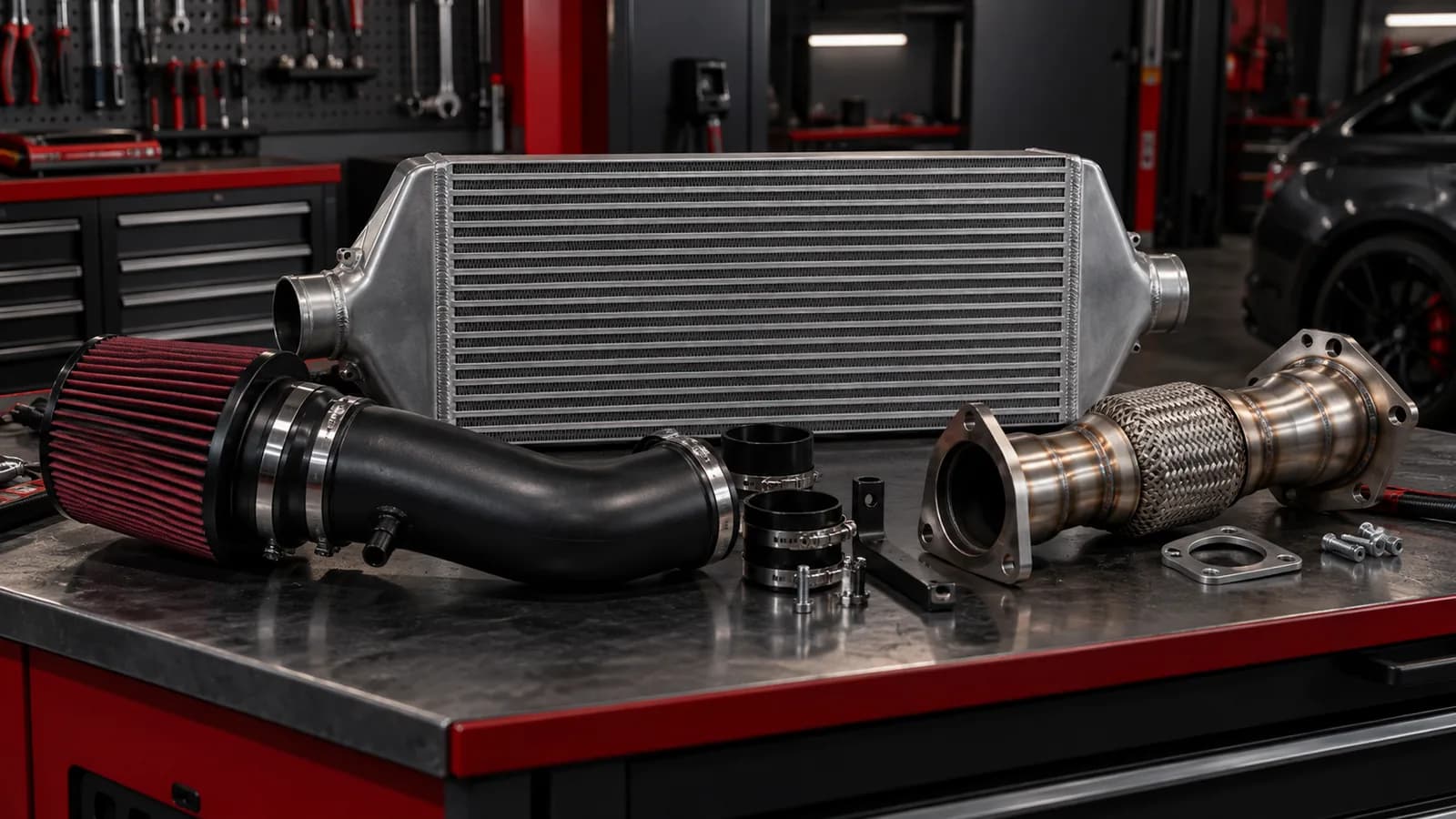 Stage 2 değerlendirmesi için intercooler, emiş ve egzoz parçaları