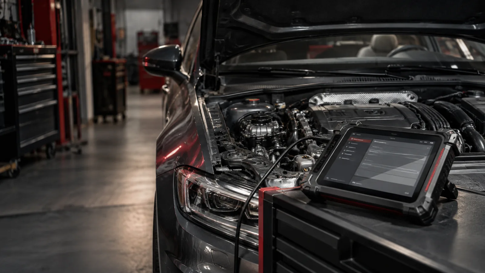 Yazılım öncesi motor bölmesi ve teşhis tableti