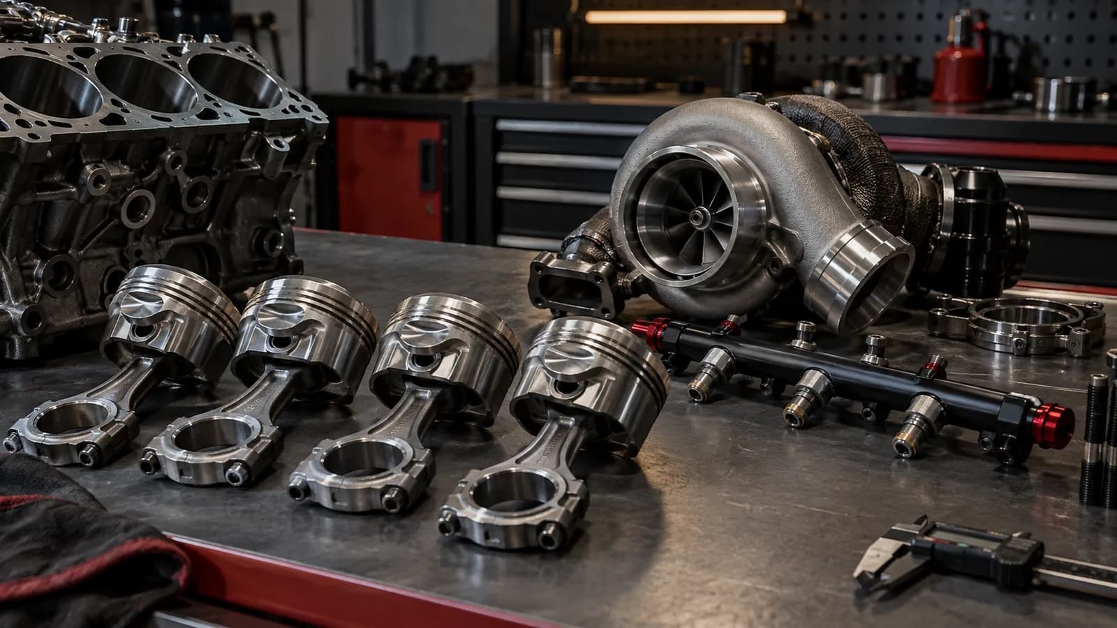 Stage 3 proje hazırlığı için piston, biyel, turbo ve yakıt sistemi parçaları