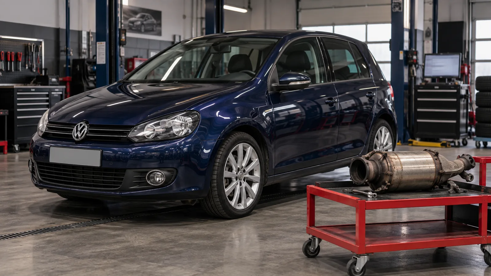 Volkswagen Golf ve partikül filtresi kontrol sahnesi